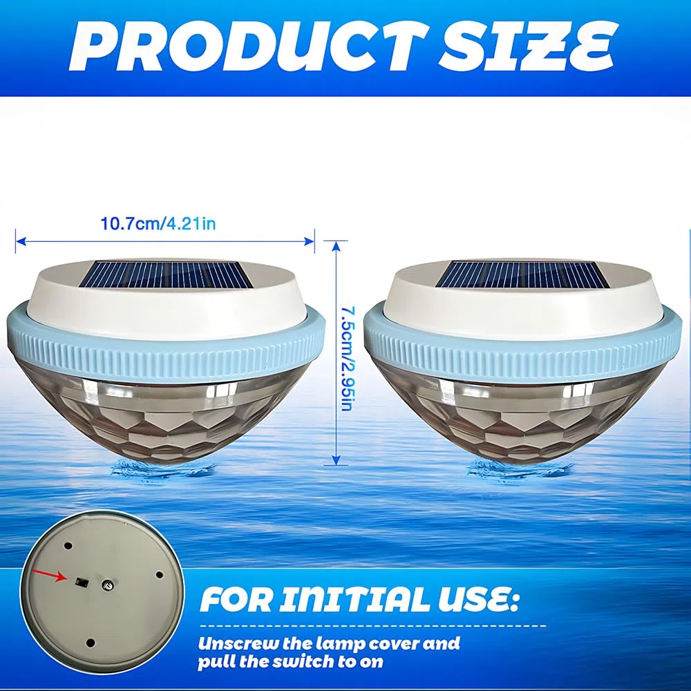 Luci Solari per Piscina, 2 Pezzi Luci Galleggianti per Piscina Solari, Impermeabile Luci Led Piscina Galleggianti Solari con 7 Colori e Strumento di Sigillatura, Luci per Piscina Fuori Terra Laghetto