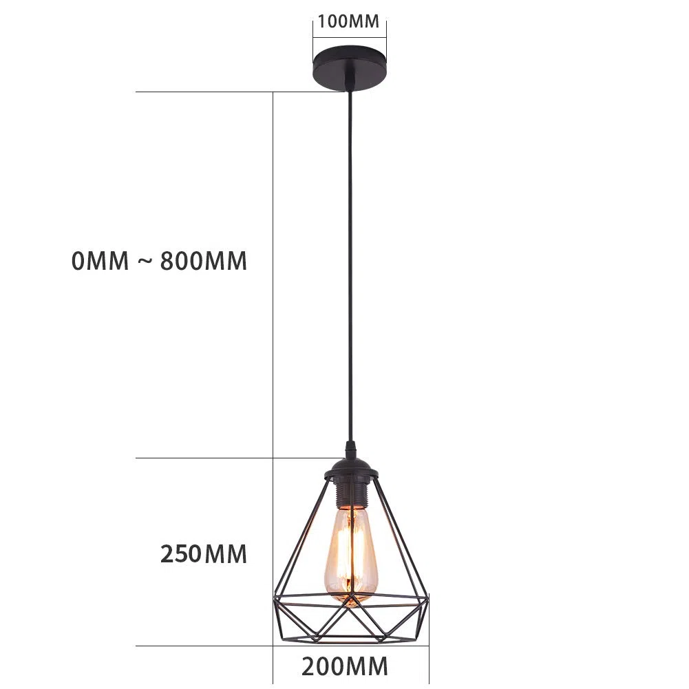 MAXDUYU Retro Lampada A Sospensione Nero Vintage Industriale Loft Bar Metallo Paralume Da Soffitto E27 Base