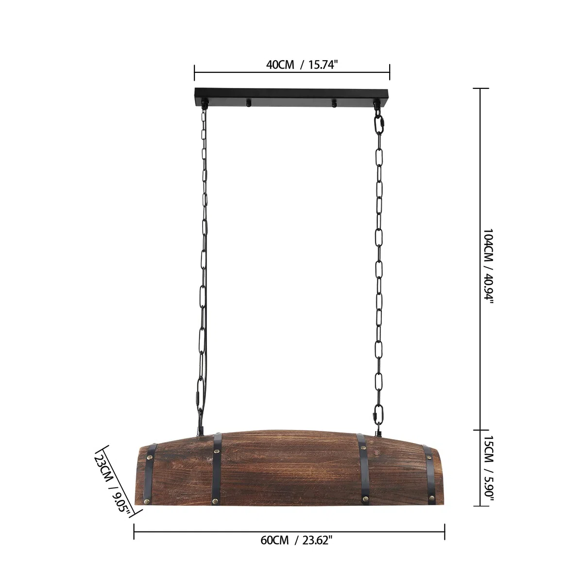 Lampada a sospensione per botti di vino in legno antico, appesa a lampade da soffitto rustiche per cucina e bar | appesa a lampade da soffitto rustiche per cucina e bar