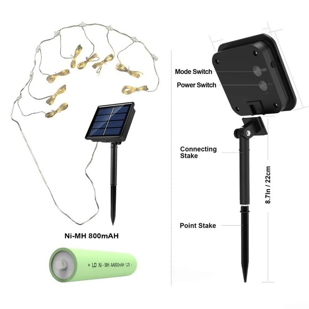 Ombrellone da Patio con LED a Energia Solare, Luci per Parasole a Energia Solare, Striscia Luminosa per Ombrellone da Giardino con Luce Colorata per Patio e Spiaggia (Bianco Caldo)
