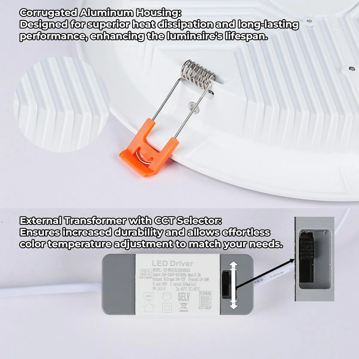 Alpinaluz Downlight LED da incasso professionale 25 W, alluminio, Ø23 cm, taglio Ø19 cm, CRI>85, interno cucina e sala da pranzo (CCT regolabile (3000 K-6000 K))