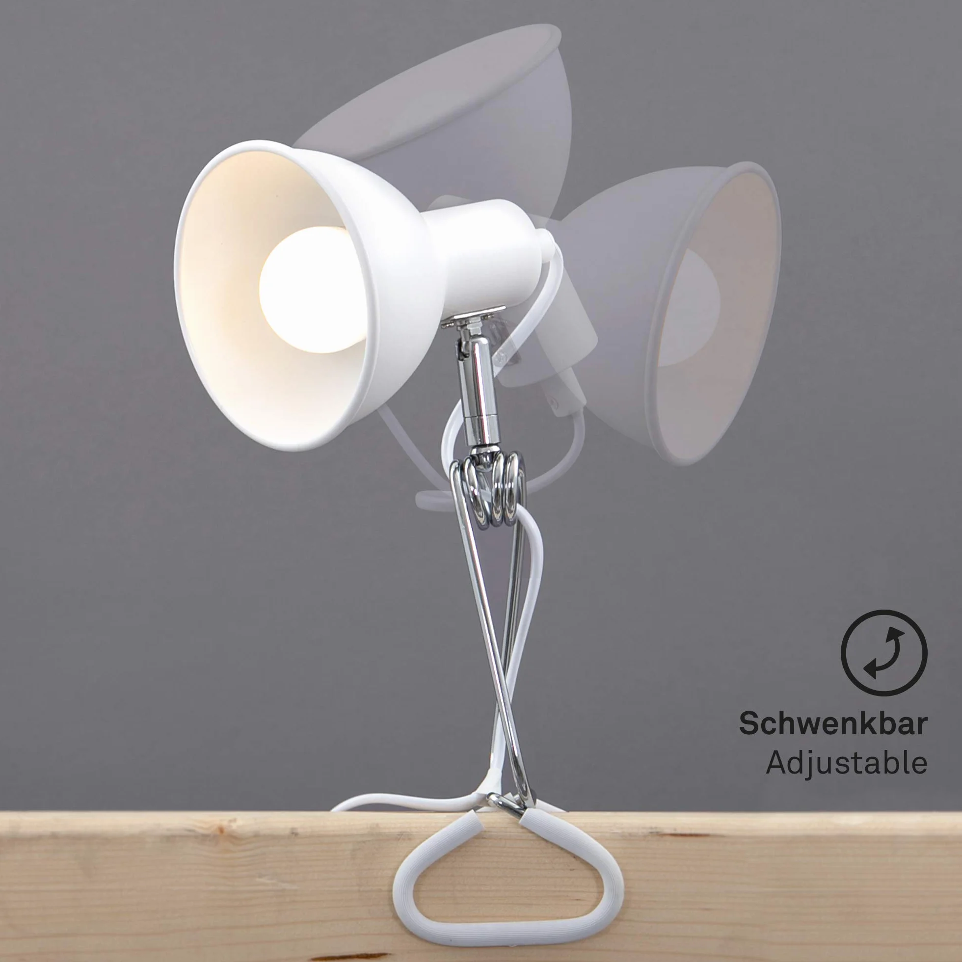 Briloner Leuchten - luce a pinza, lampada a pinza, 1x E14, max. 8 watt, con cavo con interruttore incluso, testina spot orientabile e rotante, in metallo, cromo bianco, 305x110x130mm