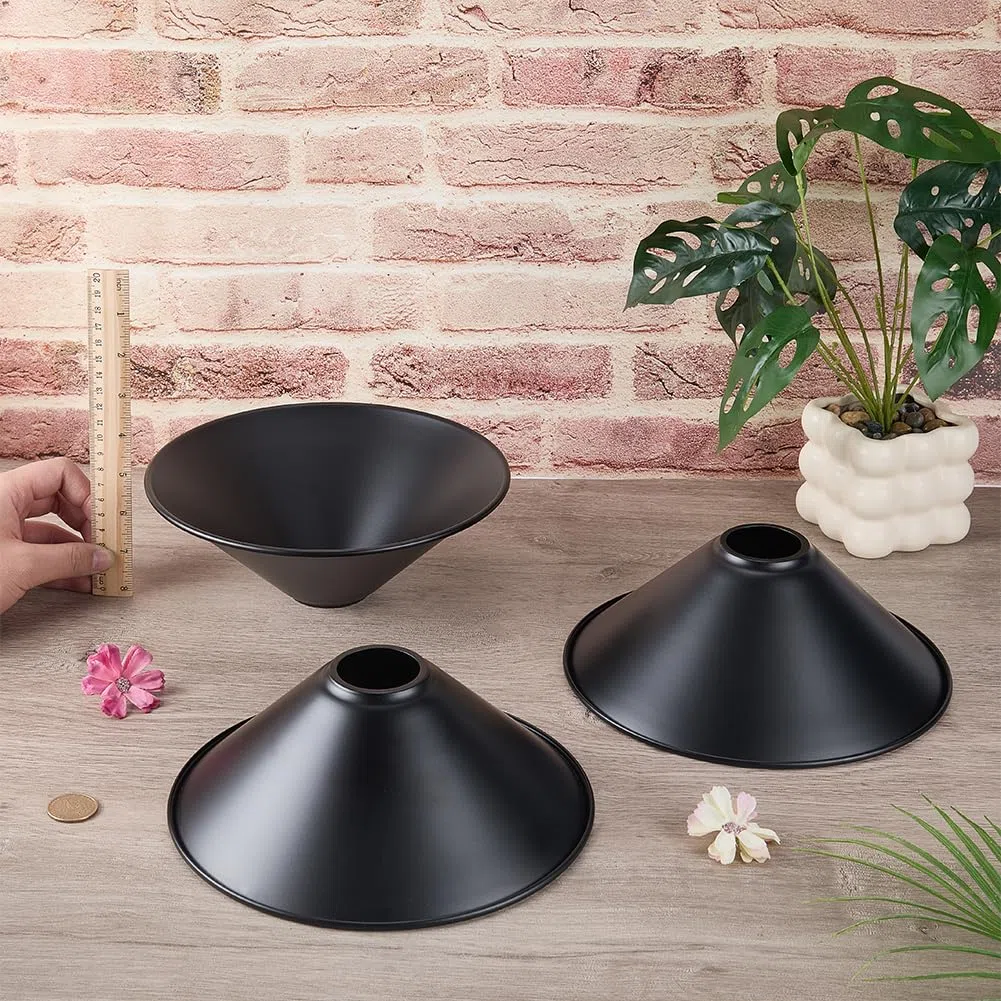FINGERINSPIRE 3 Pz Paralumi in Ferro Nero Paralume in Ferro 22x8cm Ricambio per Lampada a Sospensione Industriale Vintage, Paralume Conico Industriale per Lampada da Tavolo e Applique da Parete