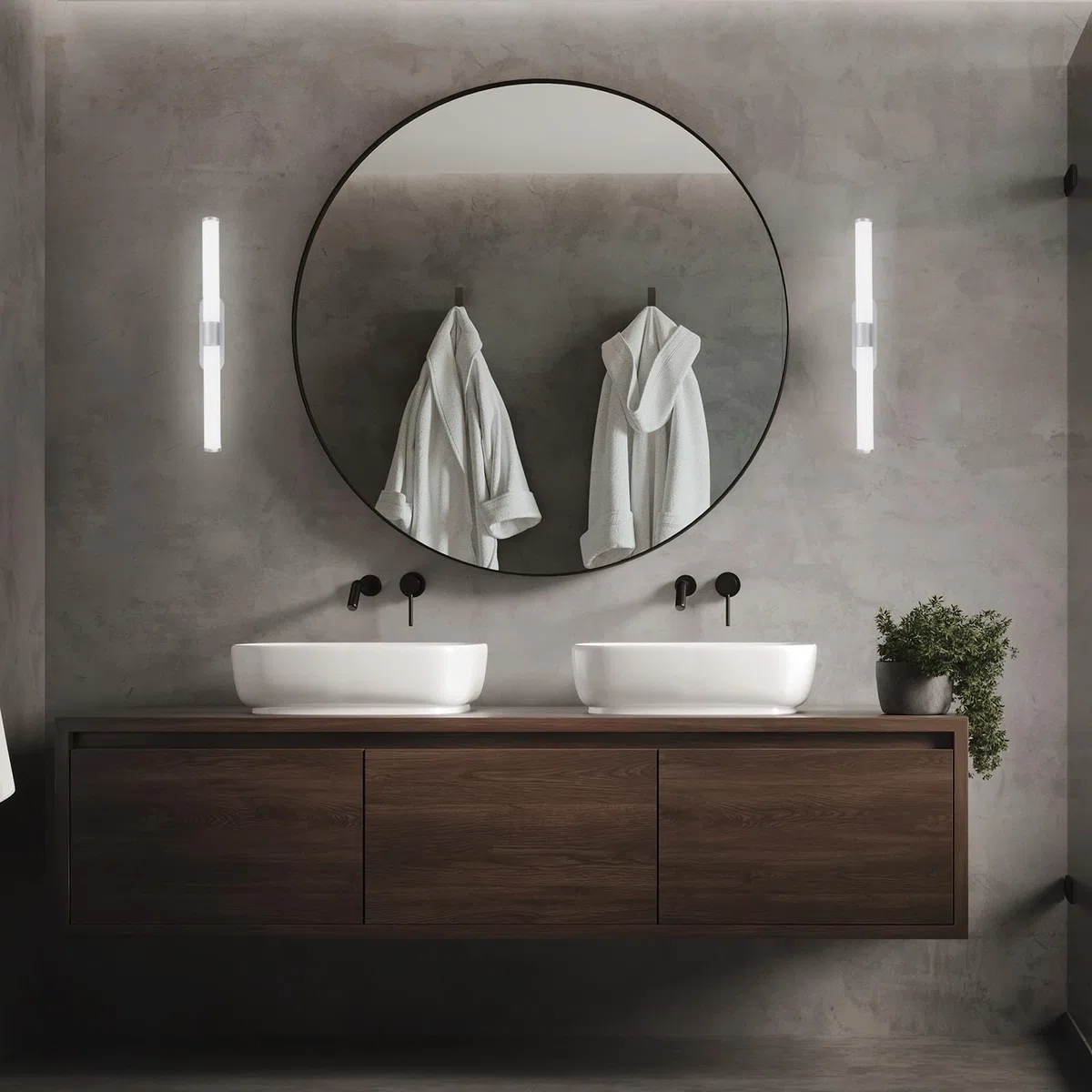BRILONER - Lampada a LED per specchio da bagno, lampada da specchio per il bagno, lampada da parete, applique, IP44, tonalità di luce bianco neutro, 7W, finitura cromata opaca, 40 cm.