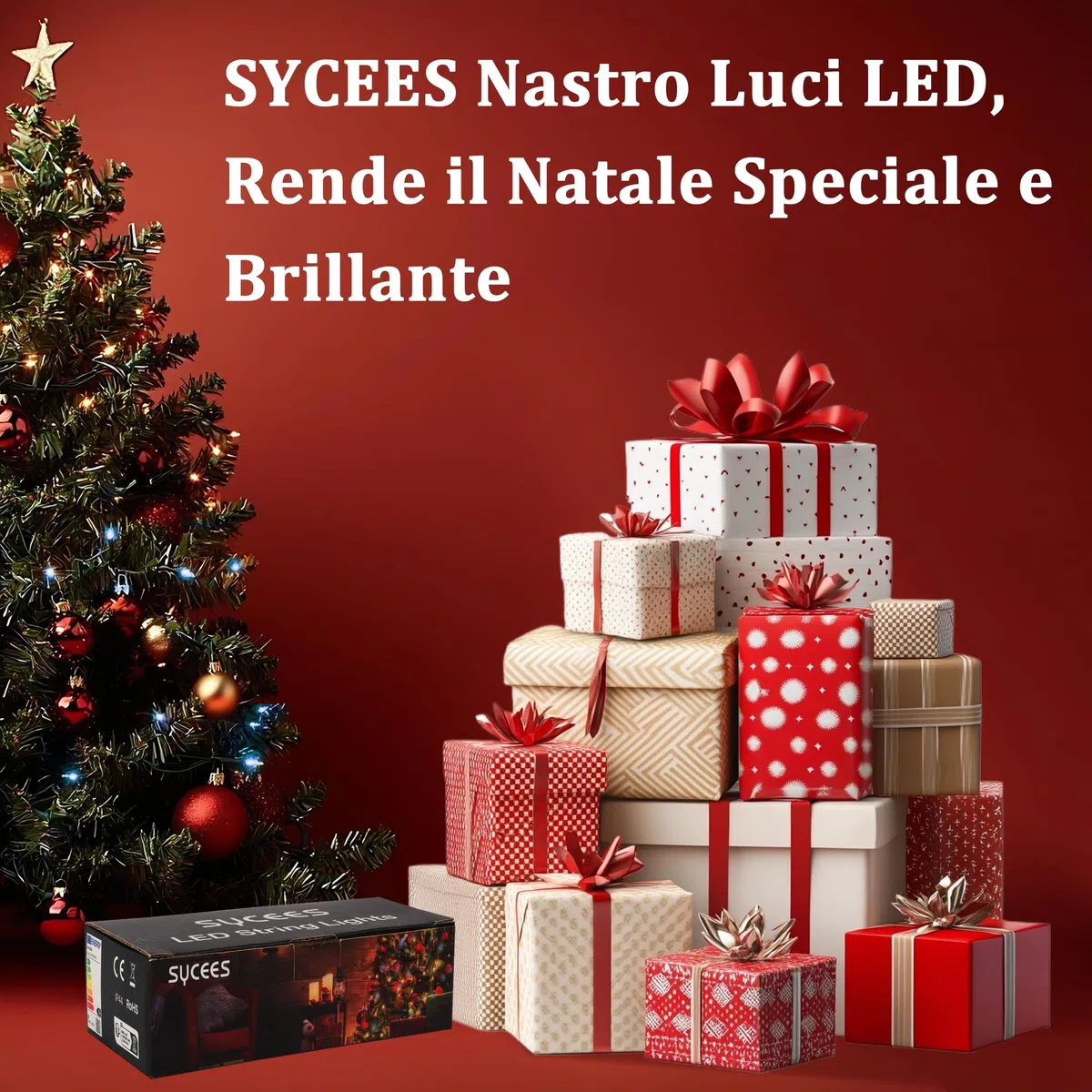 Catena Luci LED 33M 300LED Luci Natalizie Bianco Freddo Stringa Luci 8 Modalità IP44,Catena Lumonosa Decorazione Luci Albero Natale Matrimonio Giardino Patio Mostra Feste