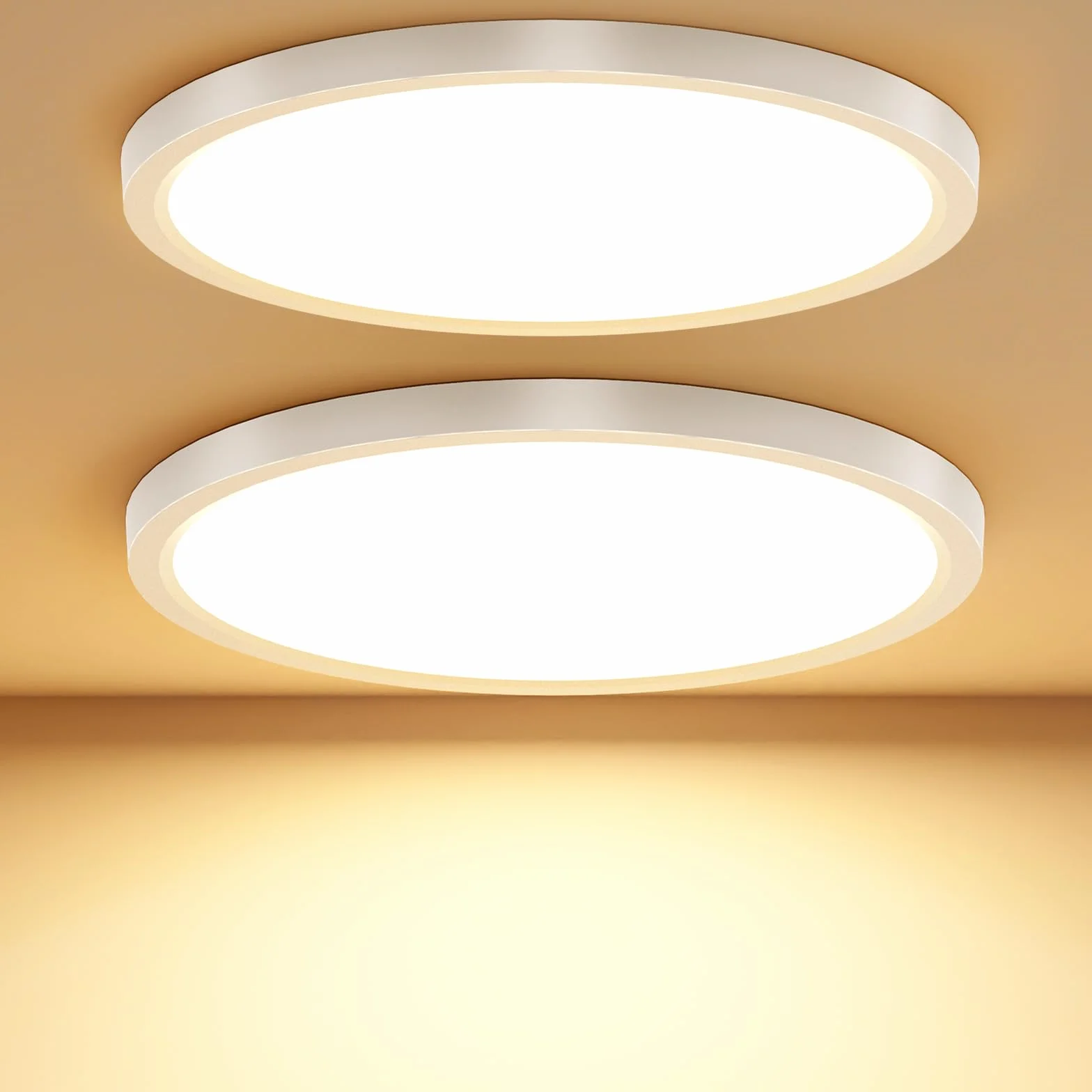 18W 2448LM 3000K Plafoniera Led Soffitto Moderna, IP44 Lampada da Soffitto Rotonda per Garage Corridoio Bagno Camera da letto Cucina Seminterrato Ø22CM (2 pezzi)