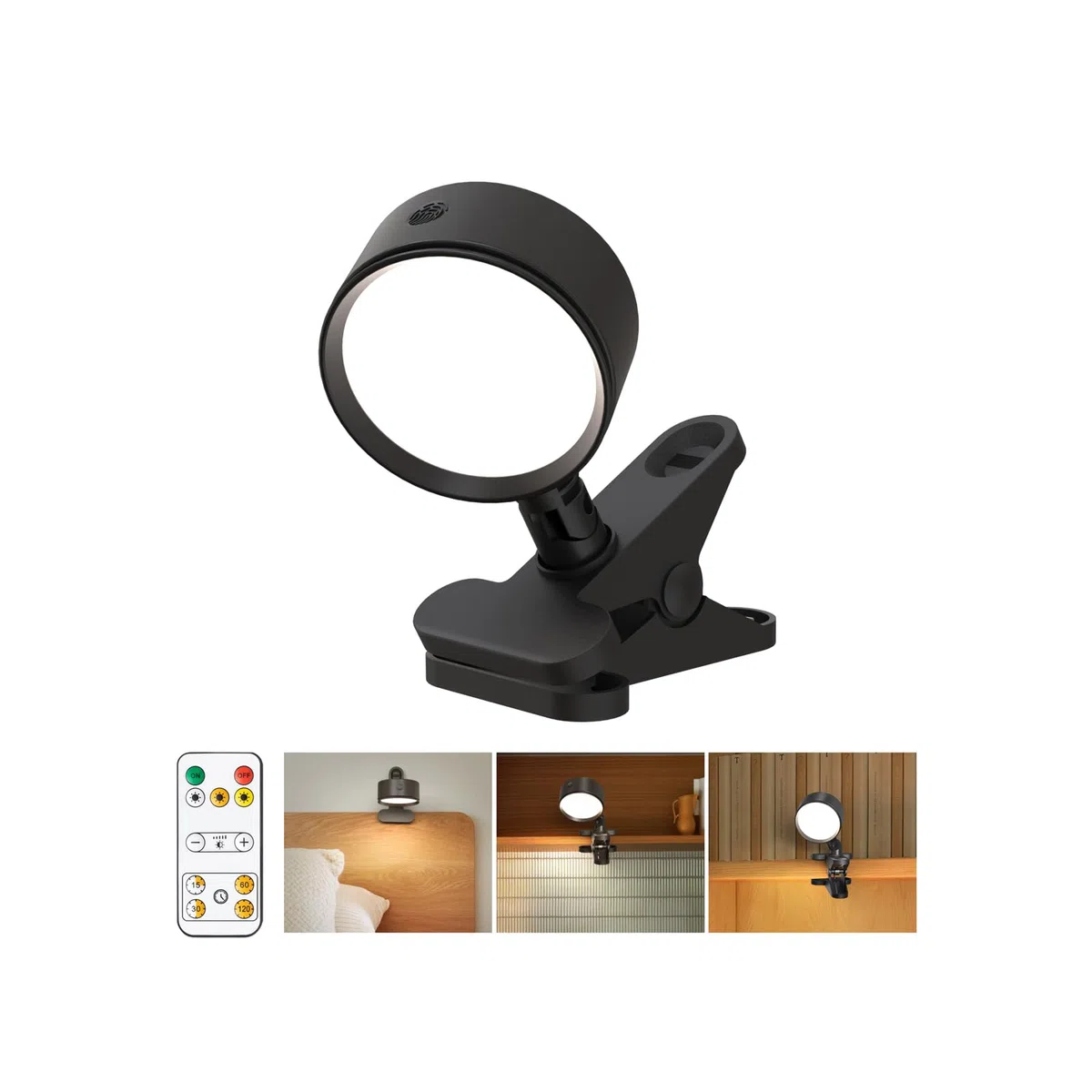 LED Lampada con Pinza Senza Fili con Ricaricabile Batteria da 5000mAh, Lampada da Lettura con Pinza con Dimmerabile & 3 Temperature Colore, USB Lampada con Pinza per Letto Tocco & Telecomando