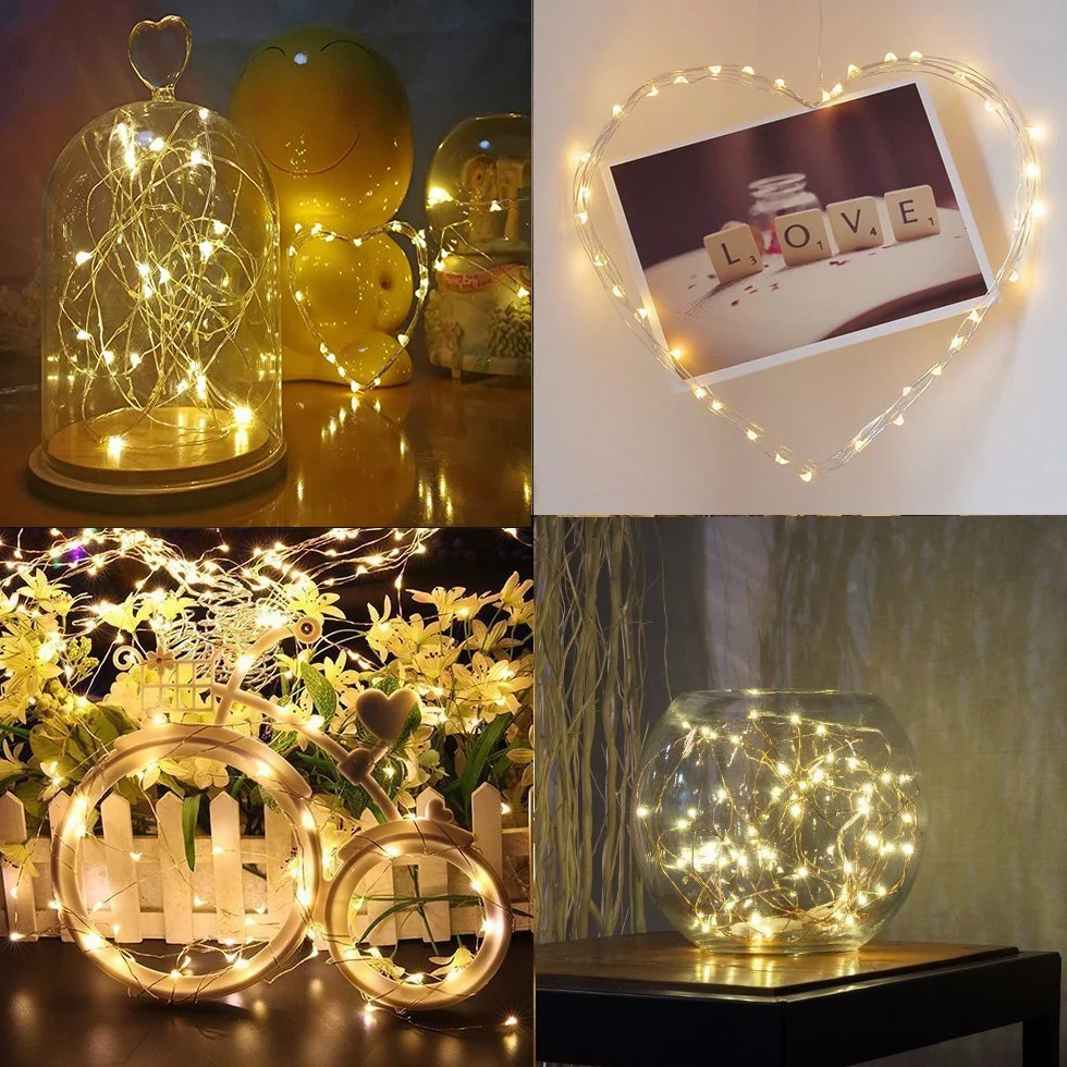 BXROIU 2 x 50 LEDs Stringa Luci a Batteria,Catene Luminose Filo d'Argento 5M,8Modalità,Timer e Telecomando,per Interni ed Esterni,Feste,Matrimoni,Giardino e Decorazione Natalizia(Bianco Caldo)