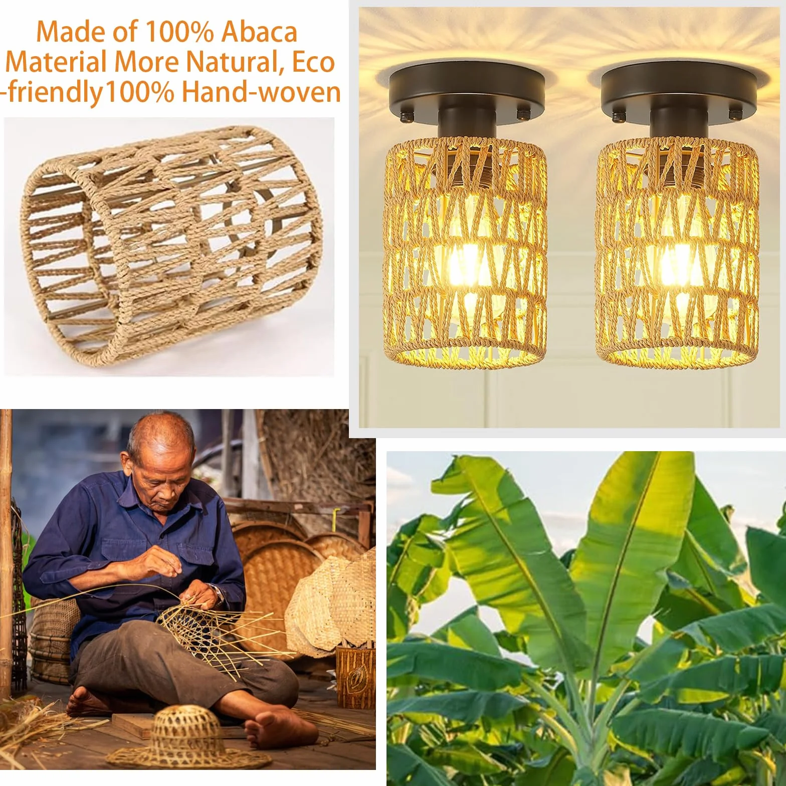 Paralume Lampada 2 Pezzi Paralume Rattan Retrò Boho Larghezza 15 cm E27 E14 per Lampadario Soffitto Lampada da Tavolo Lampade da Terra Pendenti