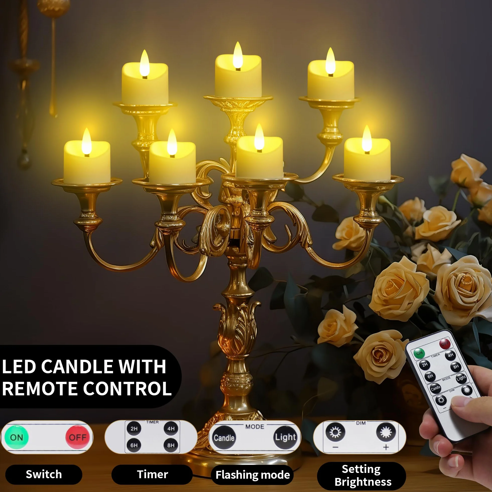 daphomeu Candela LED Con Telecomando 24 Pezzi, Senza Fiamma, Con Funzione Timer, Candela Elettrica Tremolante, Per Matrimoni, Feste, Halloween, Natale, Decorazioni Per La Casa