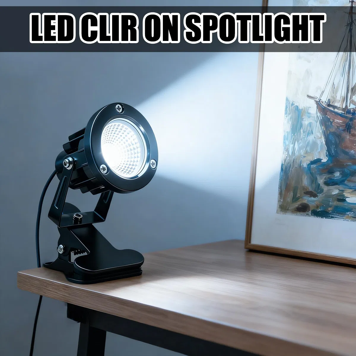 BAIFULAI Spot LED con pinza: spot LED con pinza con cavo da 1,8 m, presa e interruttore manuale, lampada esterna impermeabile alla pioggia con pinza per illuminazione esterna e interna