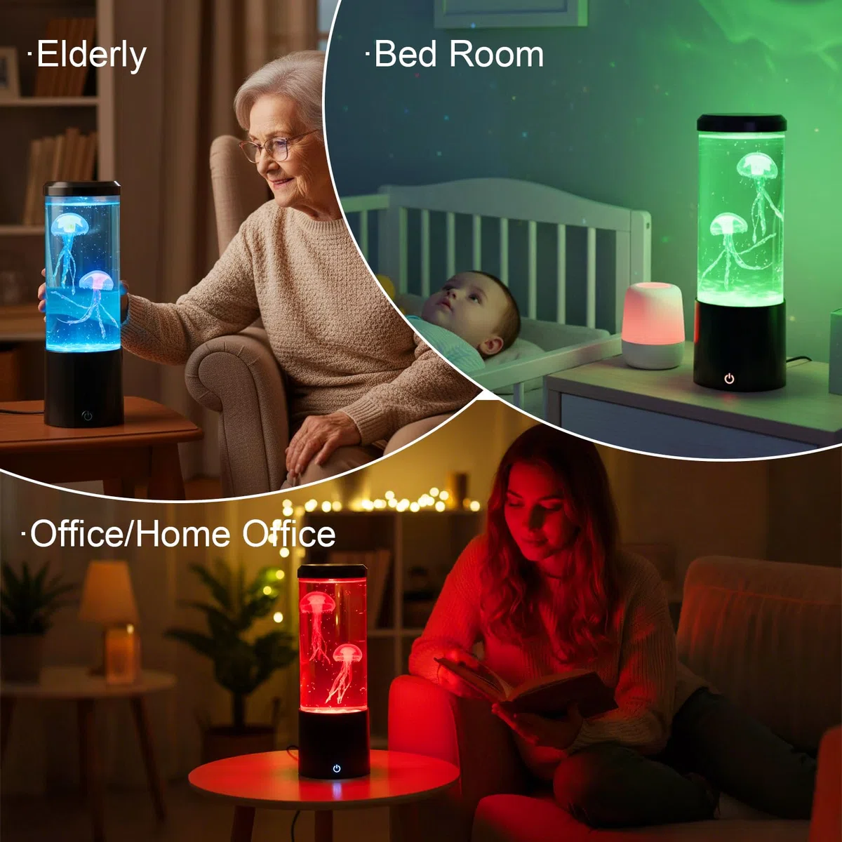 Lampada Medusa 20 cm, Alimentazione USB con 7 Colori, Lampada Atmosfera per Relax con Meduse Fluttuanti per Camera, Ufficio e Decorazione Domestica