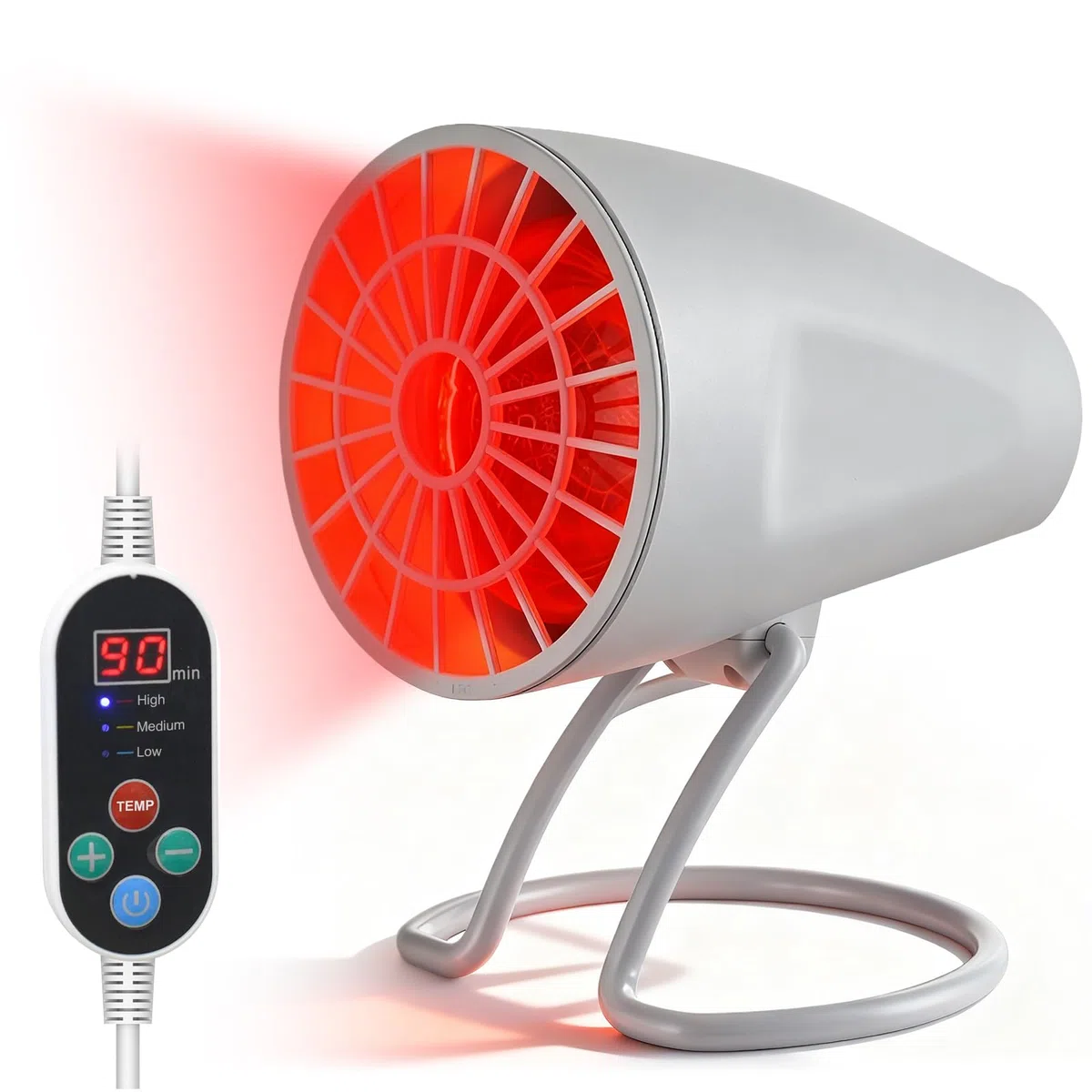 PORFOYO Lampada a infrarossi, lampada rossa da 150 W, lampada di calore a infrarossi, lampada rossa di calore con timer e temperatura regolabile, angolo regolabile lampada a infrarossi da tavolo