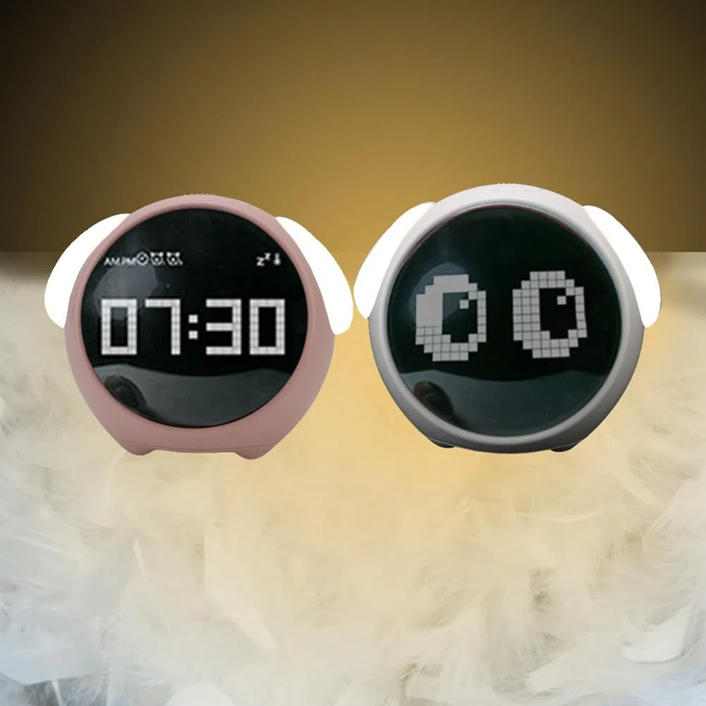 Per la casa Luce LED Digitale Luce Controllata Voce Orologio Sveglia per Bambini Multifunzionale Orologio Sveglia di Espressione (A)