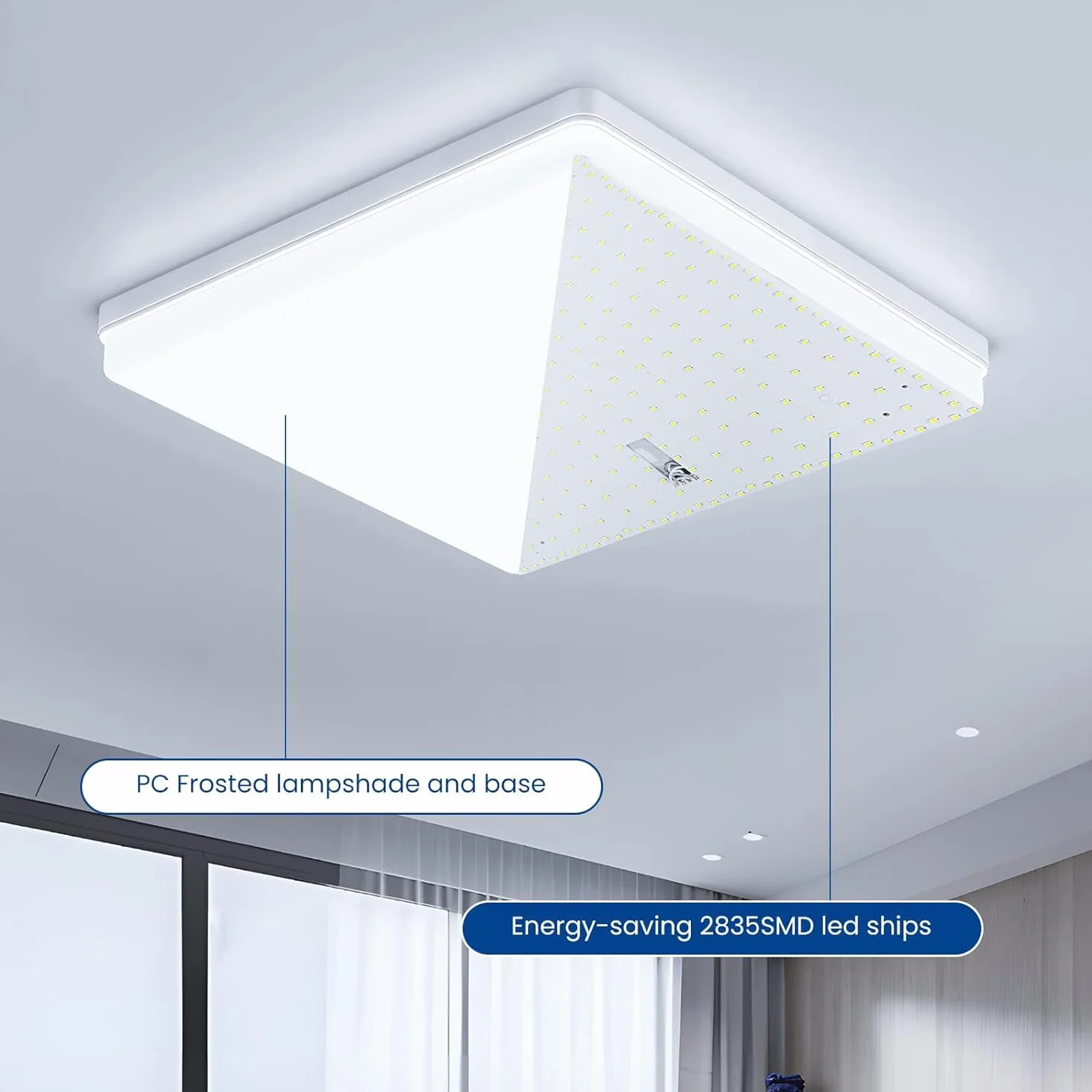 EASY EAGLE Plafoniera Led Soffitto Quadrata 48W Moderni Luce 6500K 4800LM Lampada per Bagno Cucina Camera da Letto Sala Soggiorno Corridoio Ufficio Cantina Ø30CM