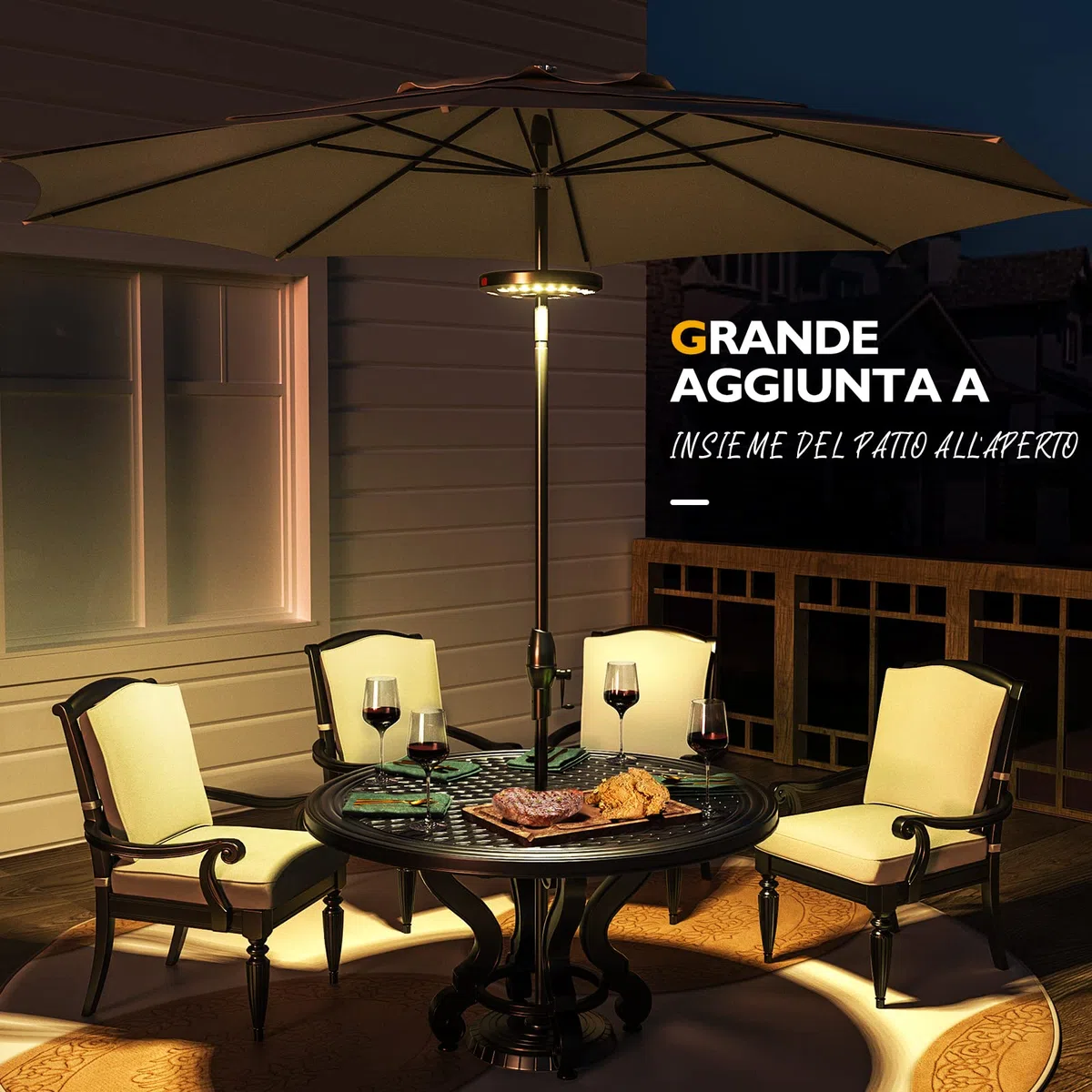 Luce per Ombrellone, Eletorot Luci da Esterno Giardino USB Ricaricabile Illuminazione per Ombrellone da Spiaggia Giardino 200lm
