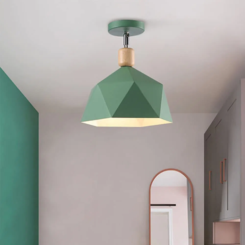 Mengjay Lampadario Da Soffitto Creativa Paralume Plafoniere interne Luci, in metallo Moderno,Industriale Nordico Retro (Verde)