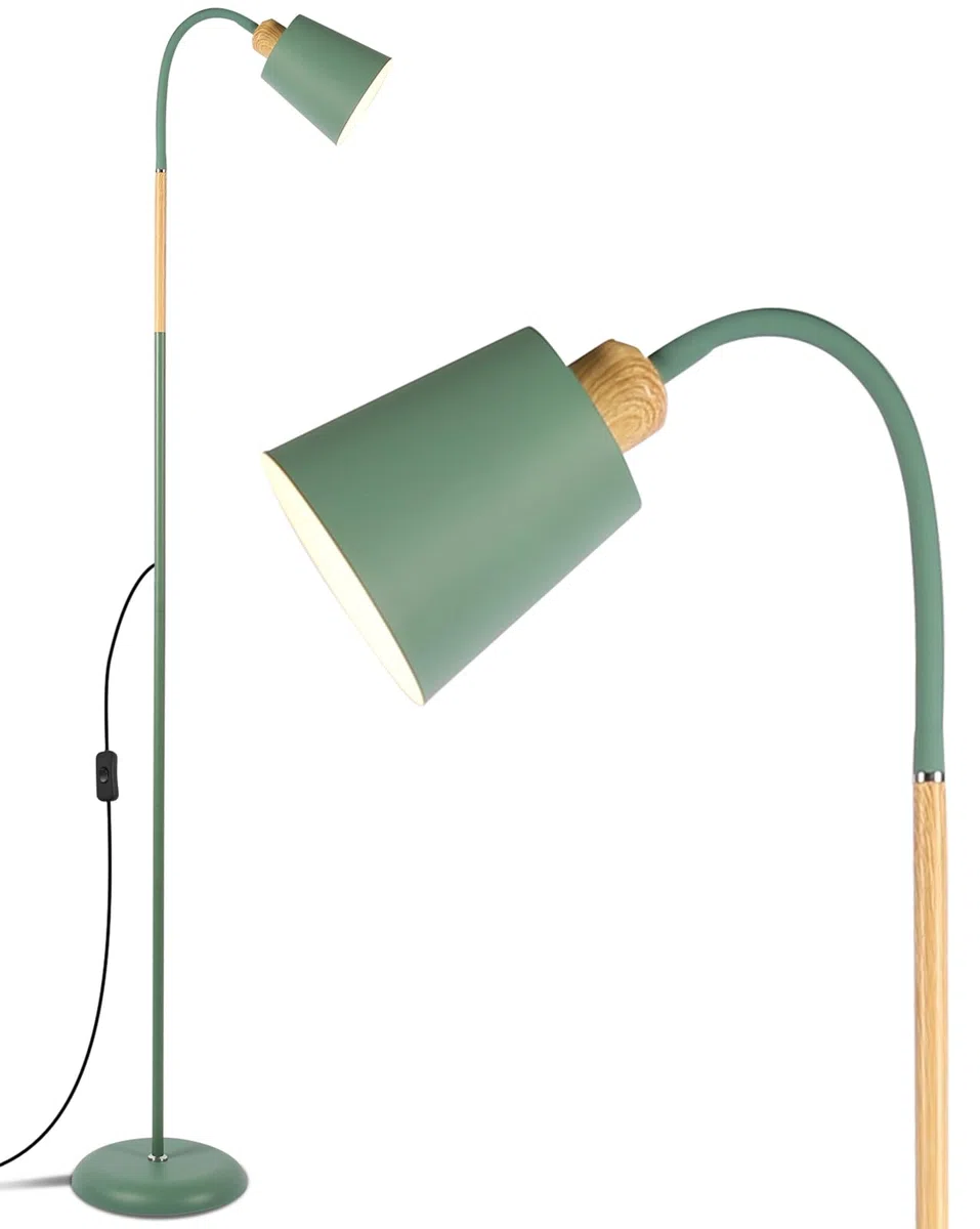ANTENLICHT VILI | Lampada a stelo per soggiorno, attacco E27, max. 60 W, altezza 159 cm, lampada da lettura con cavo da 200 cm, senza lampadina, camera da letto e studio, verde