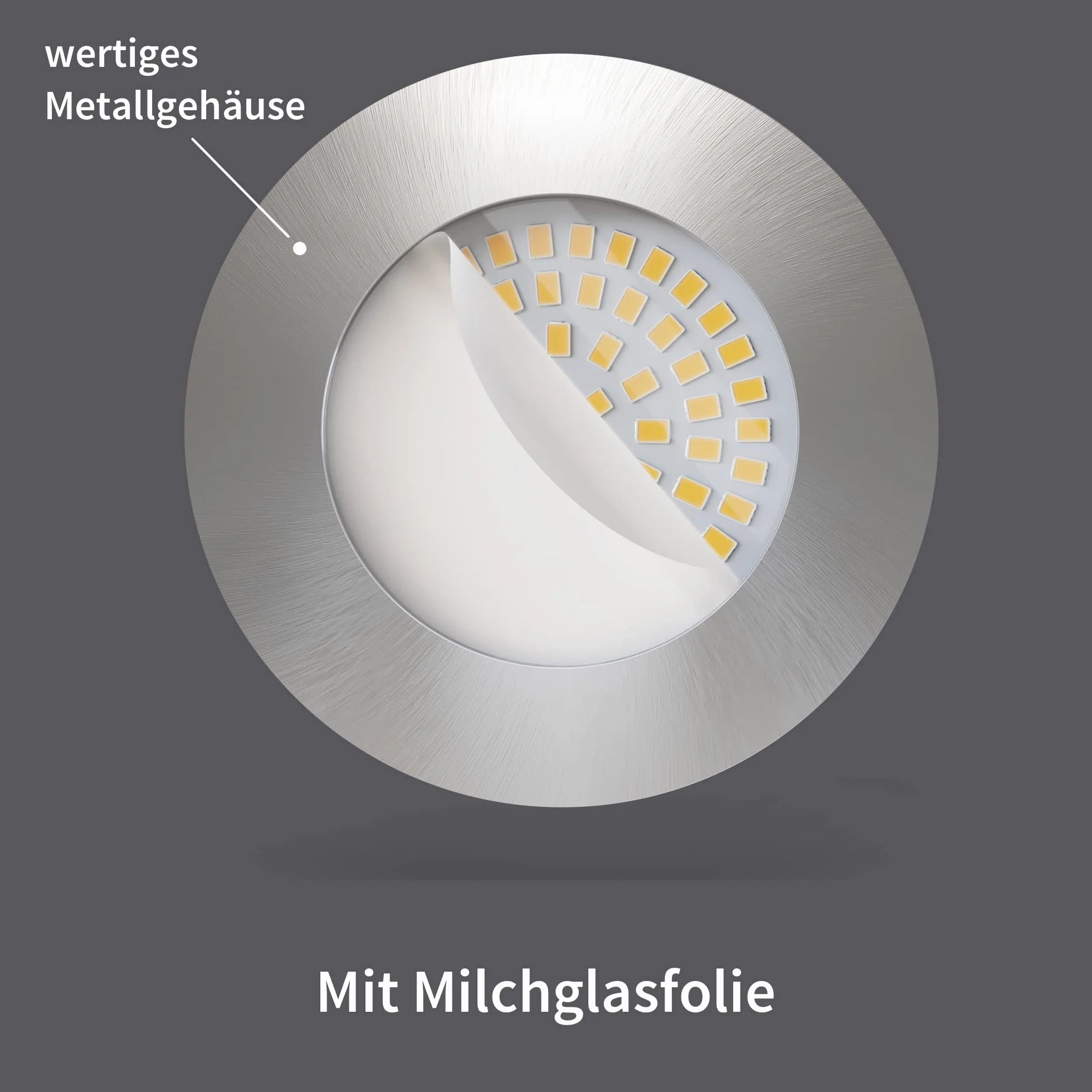 Scandinavian home Set di 6 faretti da incasso a LED 230V 4,5W bianco caldo 60mm - 70mm I bagno I CRI 90 500lm 3000K 68mm I Design in acciaio inox con vetro satinato
