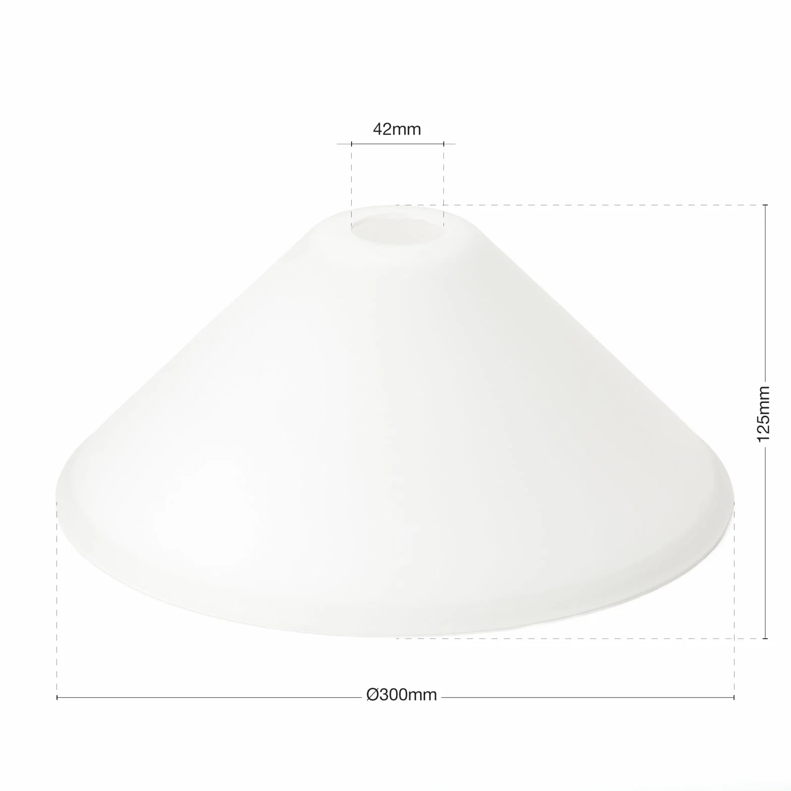 ORION LIGHTSTYLE Paralume in vetro di ricambio (Ø 300 mm), apertura per attacco E27, altezza 125 mm, vetro della lampada, paralume in vetro, cono di vetro, bianco opaco