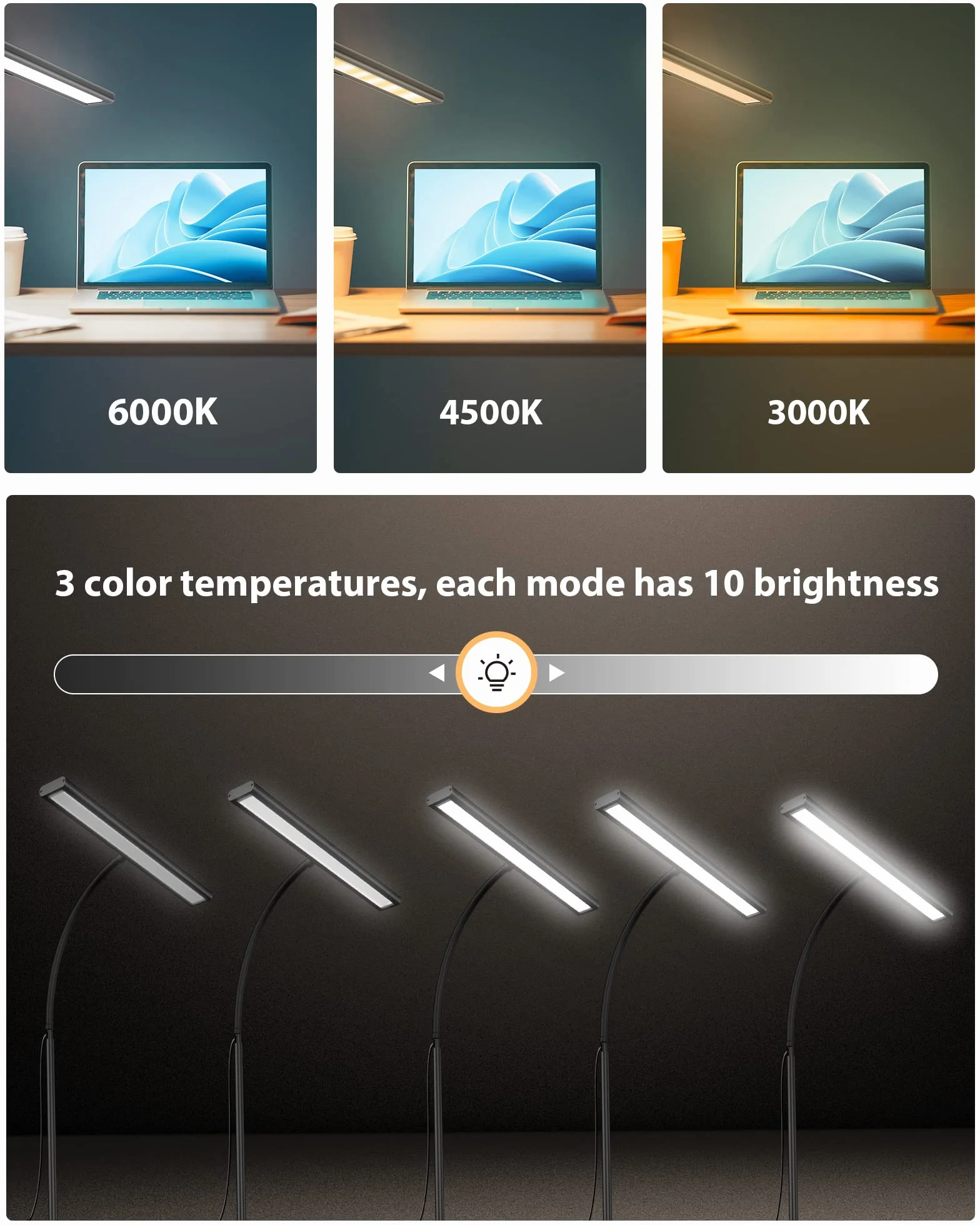 iFalarila [2025 Version 160 LED Lampada da Scrivania con Morsetto 30 Modalità, Più Luminoso Lampade da Tavolo 360° Flessibile Lampada da Lettura con Caricatore USB per Lavoro Studiare o Leggere-70CM