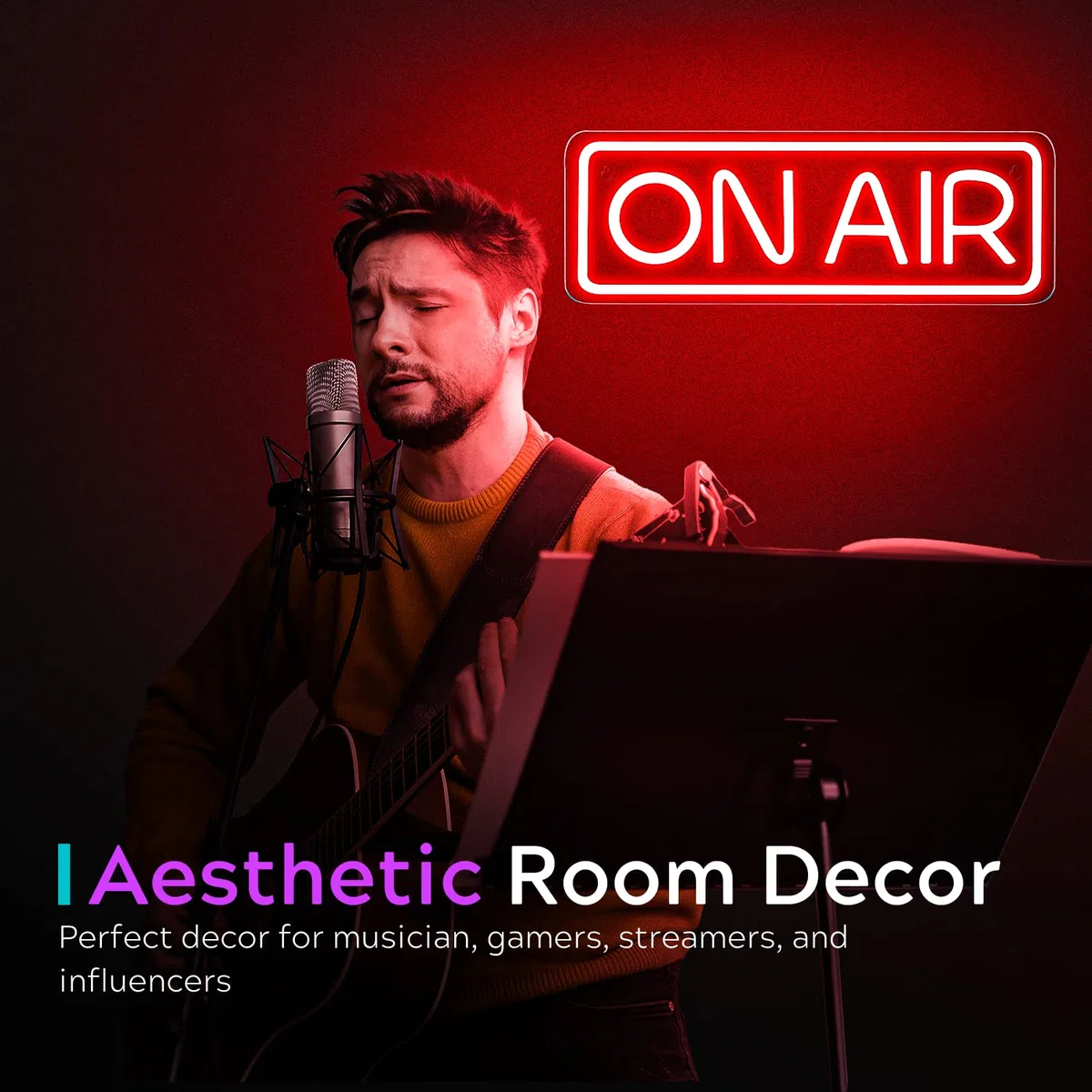 ON AIR, insegna al neon "Live On Air" per streaming/giochi/decorazione studio di registrazione, luci a LED per streamer, giocatori, influencer, alimentato tramite USB, con interruttore on/off