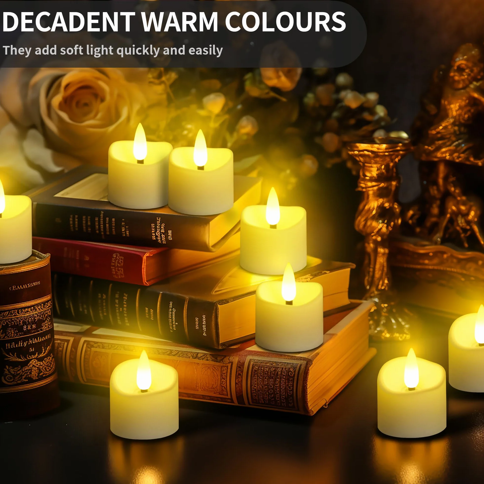 daphomeu Candela LED Con Telecomando 24 Pezzi, Senza Fiamma, Con Funzione Timer, Candela Elettrica Tremolante, Per Matrimoni, Feste, Halloween, Natale, Decorazioni Per La Casa