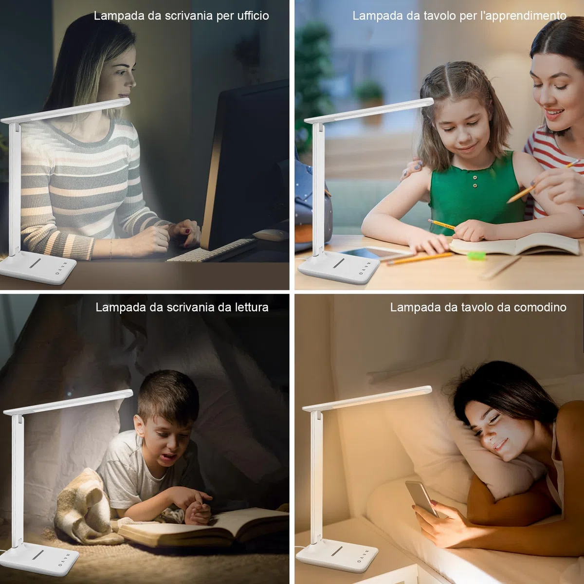lampada da scrivania,lampada da lettura,dimmerabile lampada da tavolocon porta USB, 3 modalità di illuminazione, lampada da comodino pieghevole per lettura,unghie,lavoro,studiare,ufficio,dormitorio