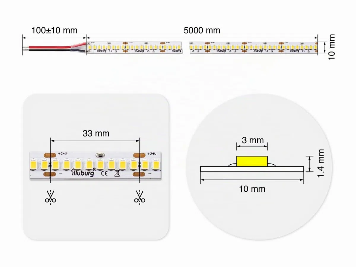 24V Striscia LED 5m Bianco Neutro 4000K 240LEDs/m 22W/m 16500lm SMD 2835 Dimmerabile Strip Nastro LED Autoadesiva Illuminazione Decorativa