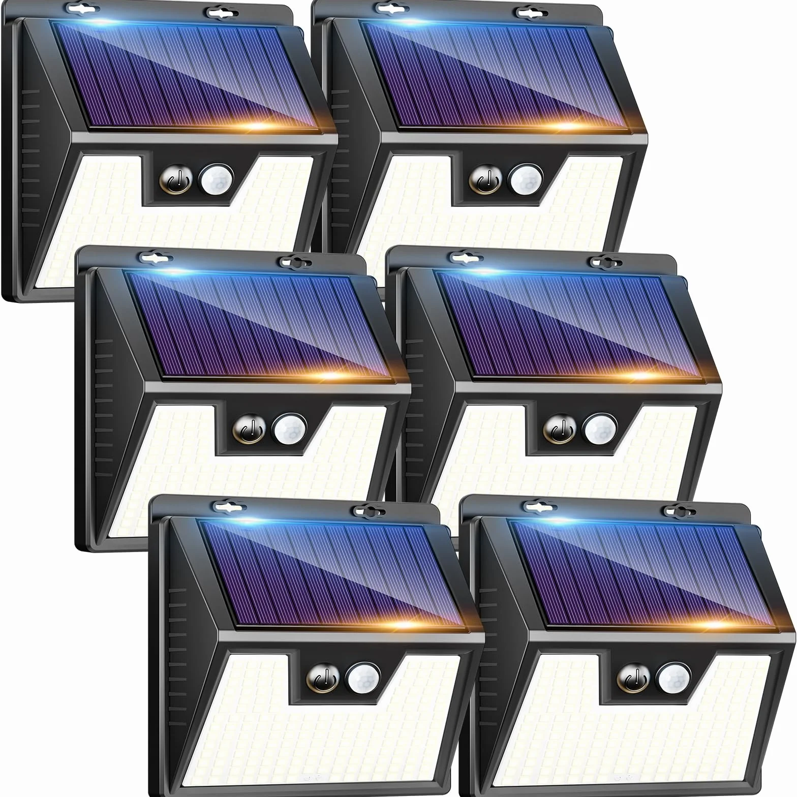 kolpop Luce Solare LED Esterno【6 Pezzi / 3 Modos】 Faretti Solari a Led da Esterno con Sensore di Movimento, Luci Solari Esterno IP65 Impermeabile Lampada Solare da Esterno per Giardino Garage Patio