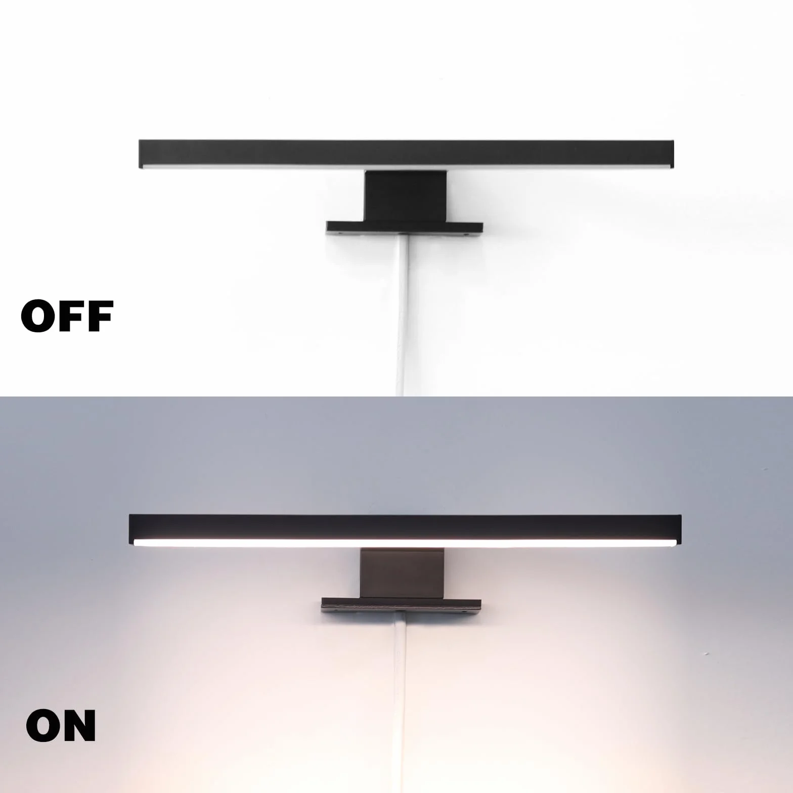 DEELUX Lampada da Specchio con Interruttore touch,Luce LED per Specchio Dimmerabile (55~550 lm) 5W 30cm,Bianco Neutro 4000K,Lampada Armadio Applique da Parete IP44 230V,Nero