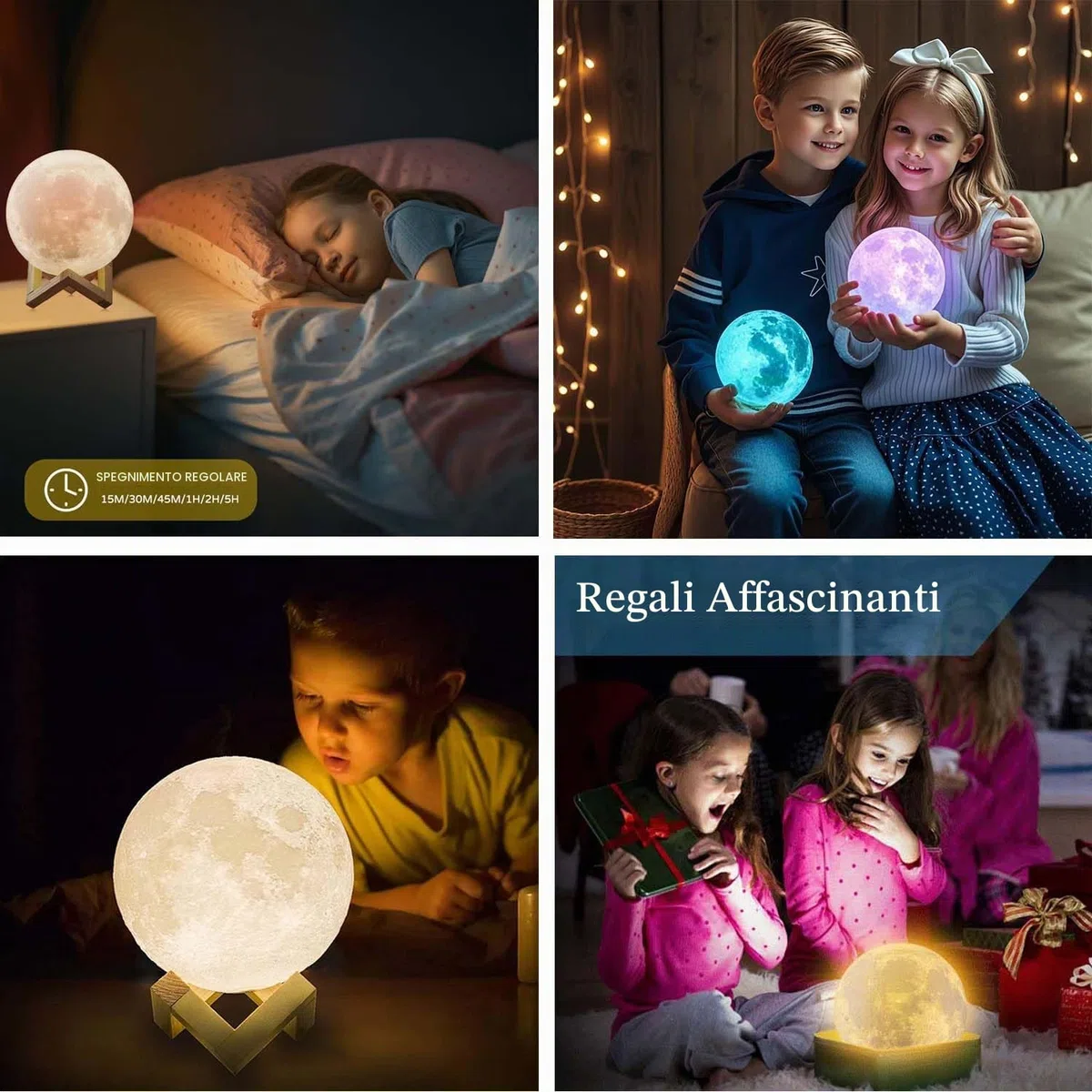 ACED Lampada luna 3D 2024 Aggiornamento 16 colori con Remote/Controllo touch regali per ragazze ragazzi Donne Ragazza Diametro 15 cm