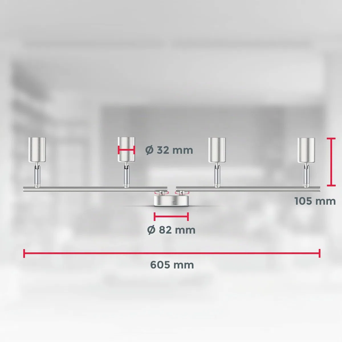 B.K.Licht Plafoniera LED Soffitto moderna, 605x105 mm, 5W 400Lm, Faretti da soffitto, Lampadario Cucina, luce bianca 3000K, Lampadario Soggiorno, cucina, bagno, camera da letto, nichel