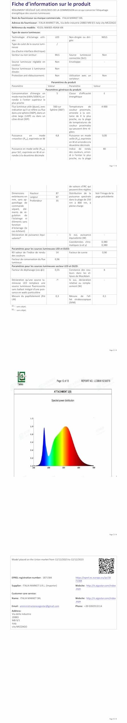 Aigostar Faretti LED da Incasso per Cartongesso, 4.8W 560LM IP65 Impermeabile, Faretto LED Incasso, Luce Naturale 4000K, Faretti Incasso Cartongesso, Diametro Foro Ø68mm, AC 220-240V, Set di 6
