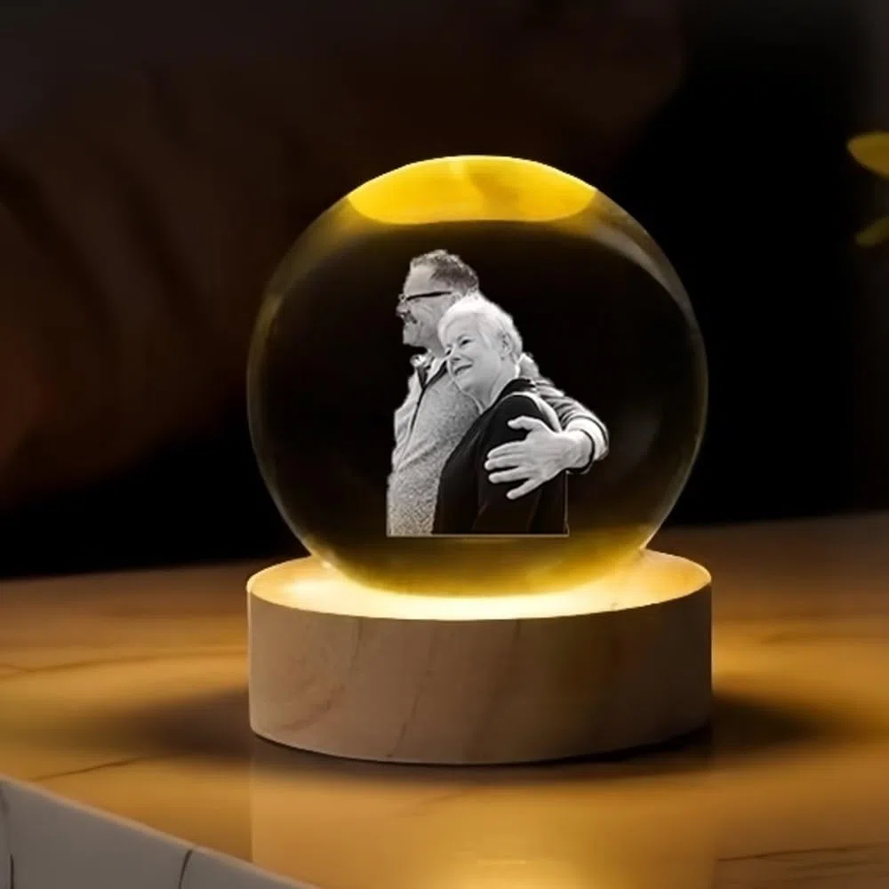 Sfera Di Cristallo 2D Con Foto, Sfera Di Cristallo Personalizzata Con Base Illuminata, Ricordo Per Animali Domestici/regalo Di Natale, Sfera Di Vetro Con Incisione Dal La Tua Immagine(8cm/3.15in)