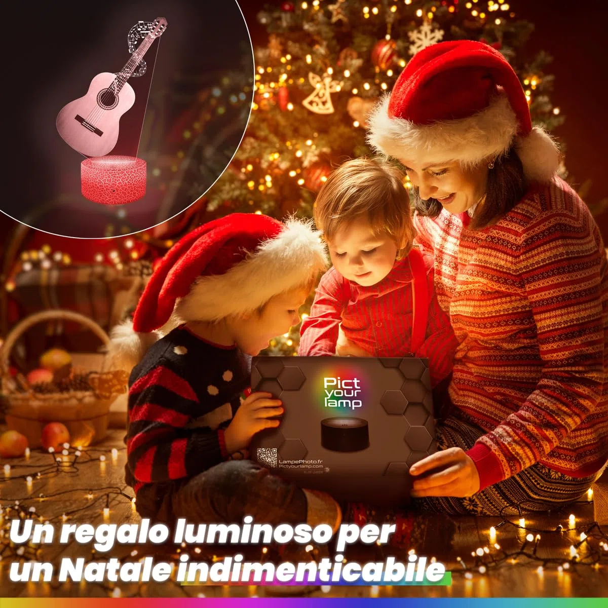 Lampephoto.fr - Lampada 3D Chitarra acustica Strumento musicale Musicista Lampada Tattile a LED, Effetto Ologramma 3D, Idea Regalo Natale Compleanno per Ragazzo o Ragazza, Oggetto decorazione camera