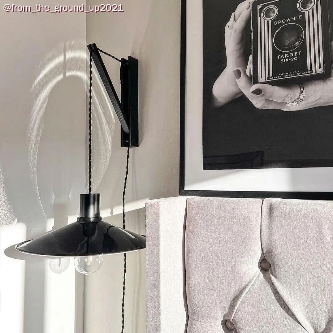 Paralume Swing in metallo smaltato per portalampada E27 - Bianco - Nero