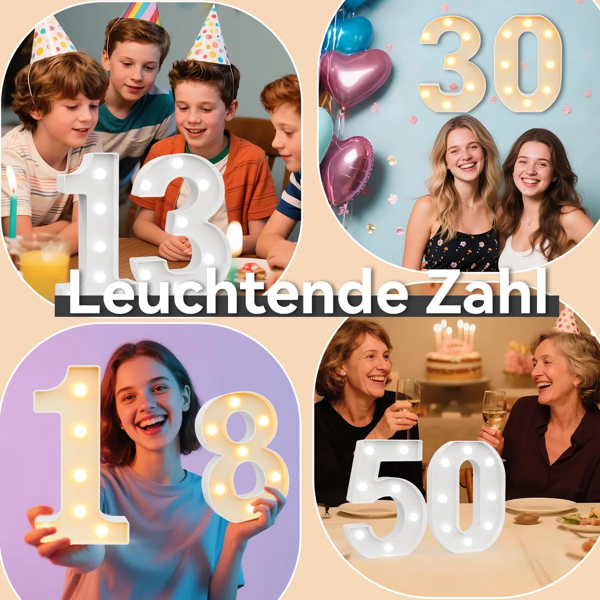 Ledido Numeri luminosi a LED per tendone, numeri freddi e caldi, per decorazioni per il 18° compleanno, luci a LED per anniversario di matrimonio, laurea, casa, camera da letto, tavolo, decorazione