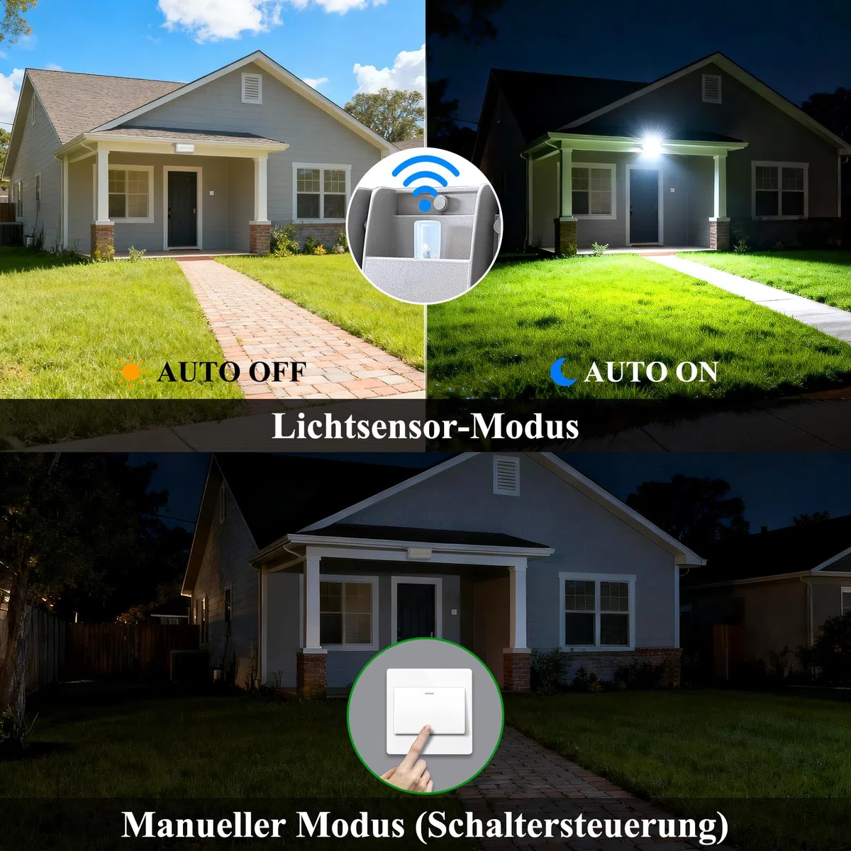 Faretto LED da 50 W, per esterni, 7000 lm, al crepuscolo fino all'alba, 6500 K, luce bianca fredda, con sensore crepuscolare, IP67, impermeabile, regolabile, 180° per giardino, cortile