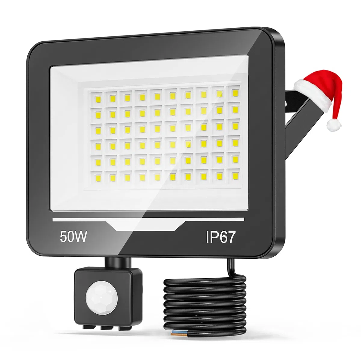 50W 5000LM Faretto LED da Esterno con Sensore di Movimento 1 Pezzi, 6500K Bianco Freddo Impermeabile IP67 Faretto Faro LED Esterno con Sensore Movimento per Cortile, Giardino