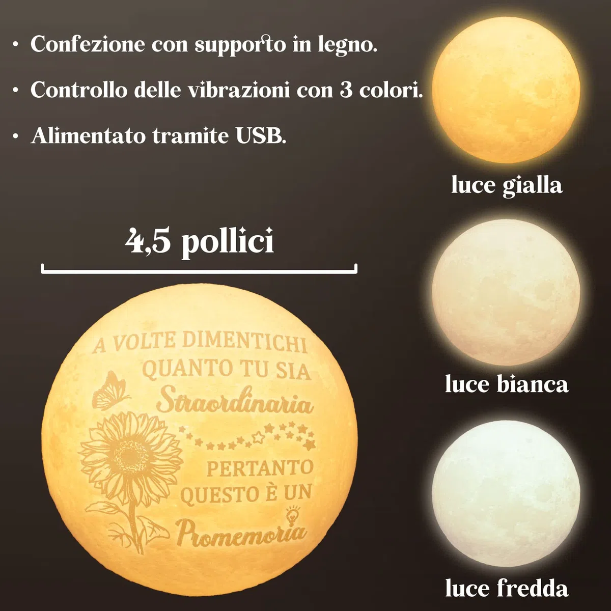 Vetbuosa Regalo Donna - Motivazionale Lampada Luna, Lampada da Comodino | Abat Jour da Comodino | Idea Simpatica | Compleanno & Festa | Bambina Donna Uomo Amico Ado | Sorpresa Collega Ufficio