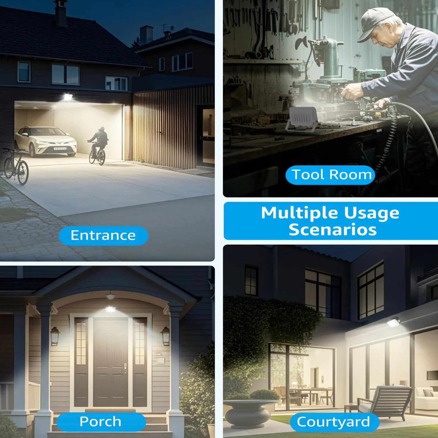 Aigostar Faretto LED da Esterno 20W, 1650LM, Faretti LED Esterno Naturale 4000K, Luce di Sicurezza Impermeabile IP65, Per Giardino, Cortile, Garage, Corridoio, Confezione da 6