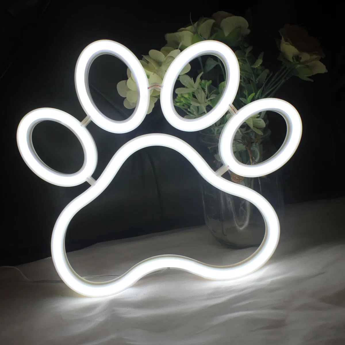 Insegna al neon con impronta di zampa di cane e gatto, dimmerabile, luce al neon per negozio di animali domestici, clinica, camera da letto, decorazione da parete, alimentata tramite USB