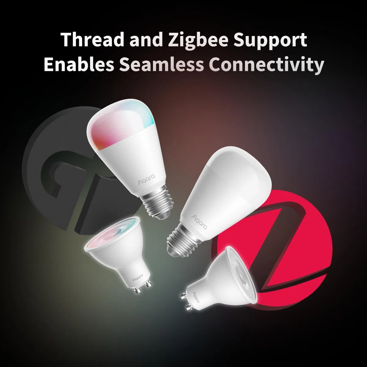 Aqara Lampadina LED T2 GU10 Thread/Zigbee, Bianco Regolabile (2000 K-9000 K), RGB con 16 Milioni di Colori, Equivalente 30 W, Matter, Compatibile con HomeKit, Alexa, Google e Altro
