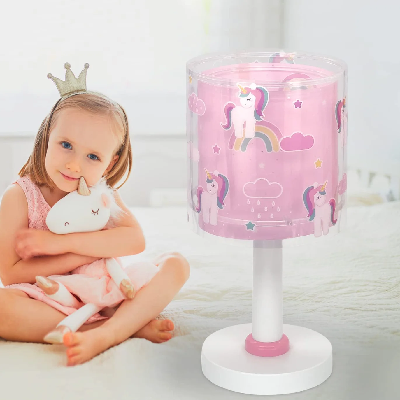 Dalber Lampada da tavolo o comodino per bambini Unicorns unicorni Animali
