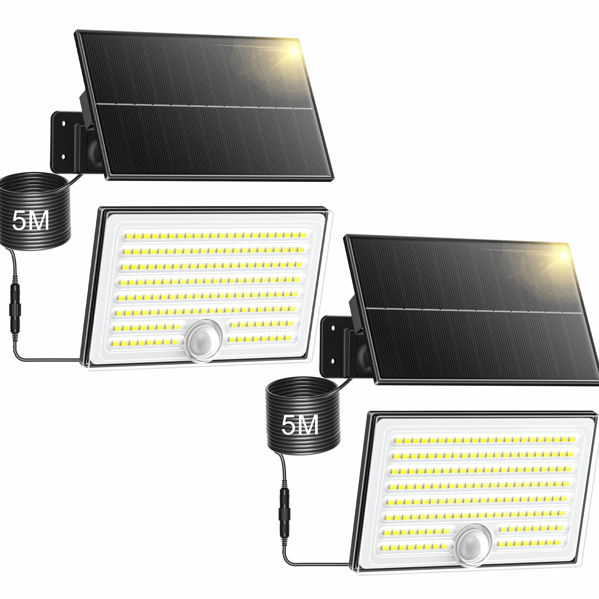Luci Solari da Giardino, Faretto Led da Esterno Solare con Sensore di Movimento, Luce Solare Led Esterno con 4 Modes 8500K IP65 Impermeabile, 2 Pezzi