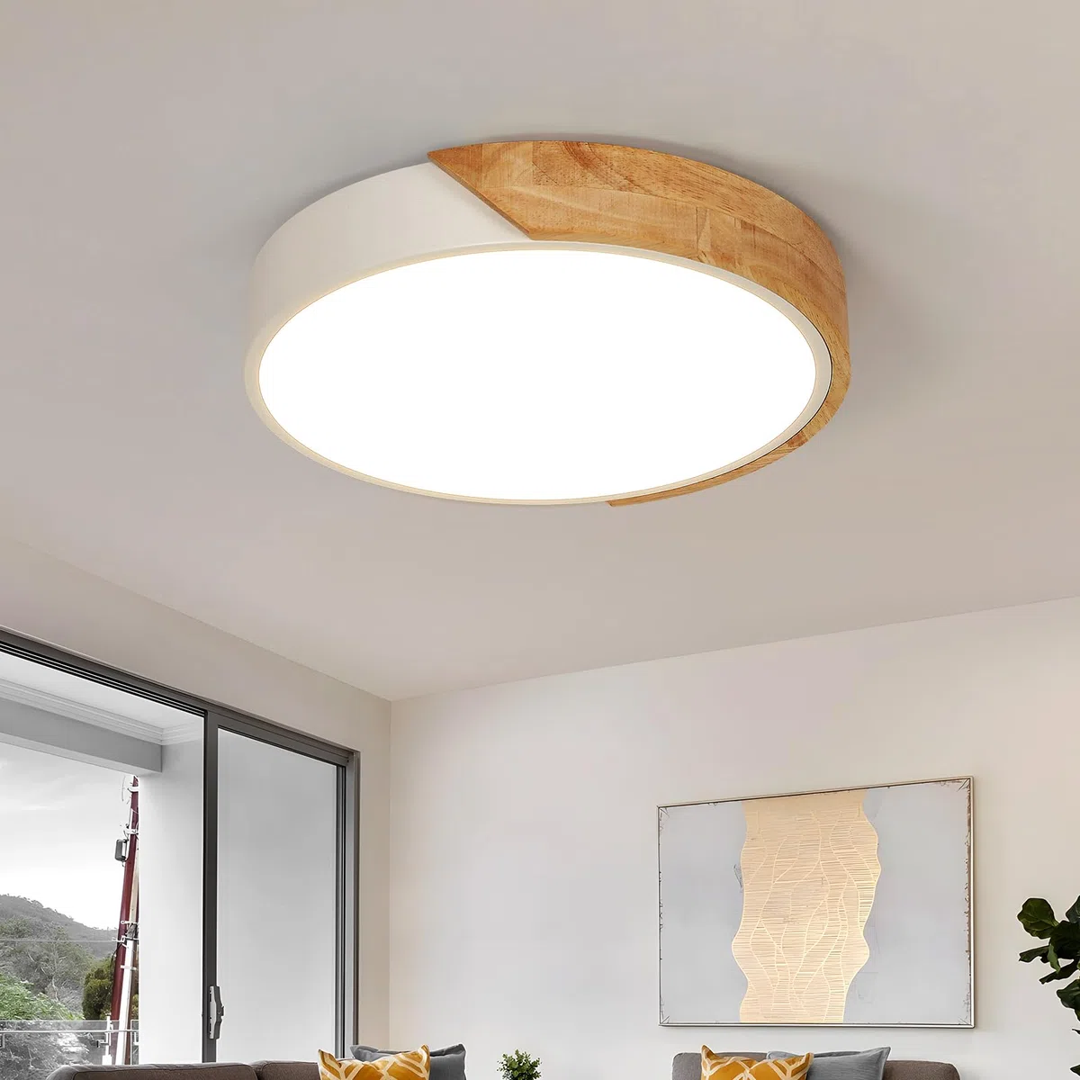 Comely 30 W Plafoniera LED Legno, Moderni Ultra magro Rotondo Plafoniere da Soffitto, Ø30 CM Lampada da Soffitto Legno Bianco Caldo 3000 K per Soggiorno Camera da Letto Corridoio Balcone Ufficio