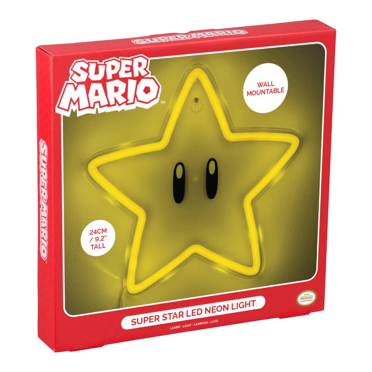 Super Mario Super Star LED Neon Wall Light, Licenza Ufficiale Lampada con Cavo di Alimentazione per Casa, Camera da letto, Living Space Decor, Regalo per Giocatori | Paladone