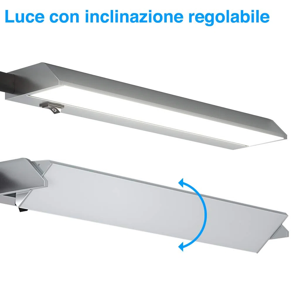 BAKAJI Lampada Luce Sottopensile Cucina Lunghezza 90cm Barra 90 LED 15W Bianco Naturale 4000K Alta Luminosità 1200LM Faretto Slim Sotto pensile per Mobili in Alluminio con Paralume Orientabile