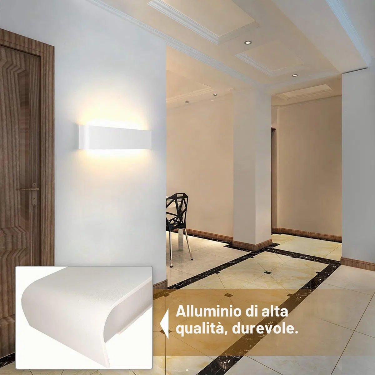 Lightess 18W Applique da Parete Interno, 40 CM Lampada da Parete Interno Illuminazione, Applique Camera da Letto Moderna Luce Bianco Caldo 3000K, per Soggiorno, Scale, Corridoio, Portico
